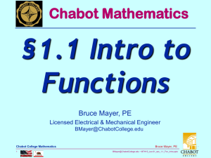 §1.1 Intro to Functions Chabot Mathematics Bruce Mayer, PE