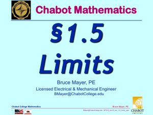 §1.5 Limits Chabot Mathematics Bruce Mayer, PE