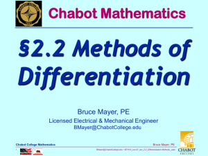 Differentiation §2.2 Methods of Chabot Mathematics Bruce Mayer, PE