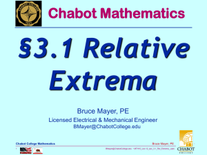 §3.1 Relative Extrema Chabot Mathematics Bruce Mayer, PE