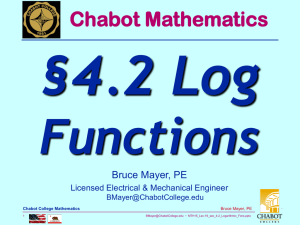 §4.2 Log Functions Chabot Mathematics Bruce Mayer, PE