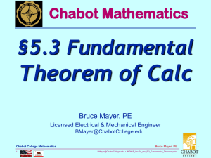 Theorem of Calc §5.3 Fundamental Chabot Mathematics Bruce Mayer, PE