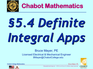 §5.4 Definite Integral Apps Chabot Mathematics Bruce Mayer, PE