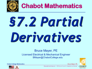 §7.2 Partial Derivatives Chabot Mathematics Bruce Mayer, PE