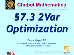 §7.3 2Var Optimization Chabot Mathematics Bruce Mayer, PE