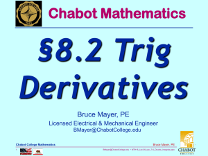 §8.2 Trig Derivatives Chabot Mathematics Bruce Mayer, PE