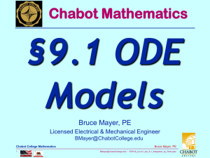 §9.1 ODE Models Chabot Mathematics Bruce Mayer, PE