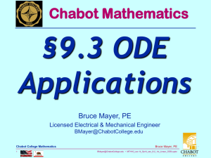 §9.3 ODE Applications Chabot Mathematics Bruce Mayer, PE