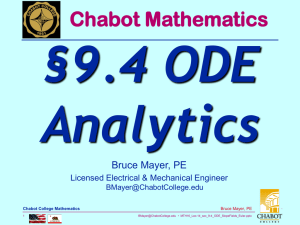 §9.4 ODE Analytics Chabot Mathematics Bruce Mayer, PE