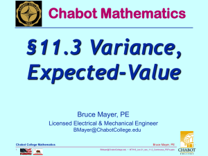 §11.3 Variance, Expected-Value Chabot Mathematics Bruce Mayer, PE