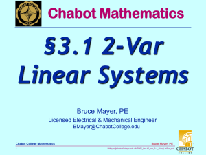 §3.1 2-Var Linear Systems Chabot Mathematics Bruce Mayer, PE