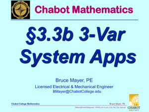 §3.3b 3-Var System Apps Chabot Mathematics Bruce Mayer, PE