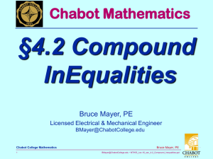 §4.2 Compound InEqualities Chabot Mathematics Bruce Mayer, PE
