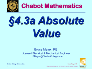§4.3a Absolute Value Chabot Mathematics Bruce Mayer, PE
