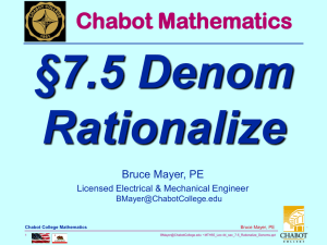 §7.5 Denom Rationalize Chabot Mathematics Bruce Mayer, PE