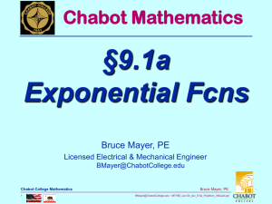 §9.1a Exponential Fcns Chabot Mathematics Bruce Mayer, PE