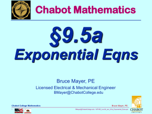 §9.5a Exponential Eqns Chabot Mathematics Bruce Mayer, PE