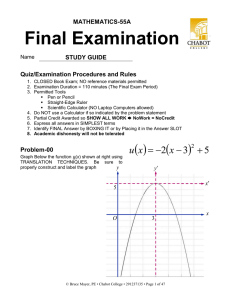 Final Examination MATHEMATICS-55A STUDY GUIDE Quiz/Examination Procedures and Rules