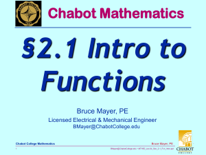 §2.1 Intro to Functions Chabot Mathematics Bruce Mayer, PE