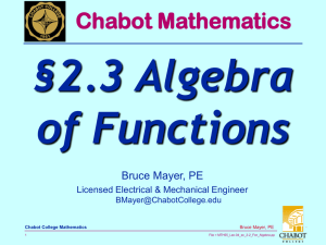 §2.3 Algebra of Functions Chabot Mathematics Bruce Mayer, PE