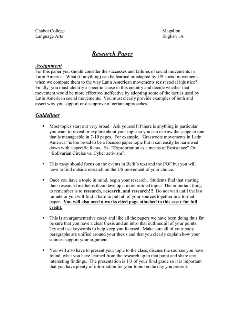 assignment about research