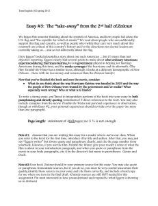 Zeitoun  Essay #3:  The “take-away” from the 2 half of