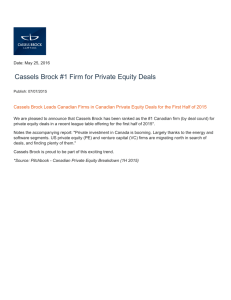 Cassels Brock #1 Firm for Private Equity Deals