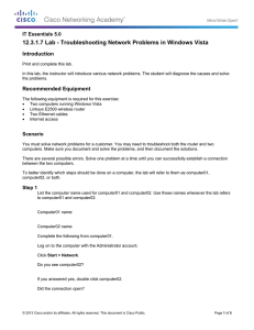 12.3.1.7 Lab - Troubleshooting Network Problems in Windows Vista Introduction