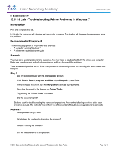12.5.1.6 Lab - Troubleshooting Printer Problems in Windows 7 Introduction