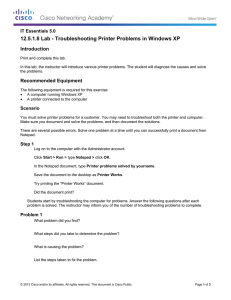12.5.1.8 Lab - Troubleshooting Printer Problems in Windows XP Introduction