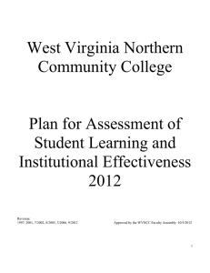 West Virginia Northern Community College Plan for Assessment of