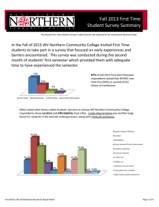 Fall 2013 First Time Student Survey Summary