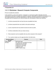 1.2.1.11 Worksheet - Research Computer Components IT Essentials 5.0