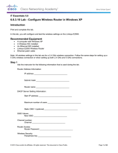 6.8.3.10 Lab - Configure Wireless Router in Windows XP Introduction