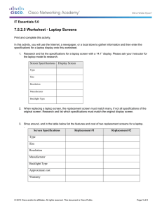 7.5.2.5 Worksheet - Laptop Screens IT Essentials 5.0