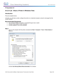 9.4.2.4 Lab - Share a Printer in Windows Vista Introduction