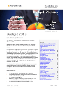 Budget 2013  South African Budget Newsletter