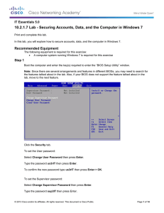 10.2.1.7 Lab - Securing Accounts, Data, and the Computer in... IT Essentials 5.0