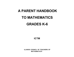 A PARENT HANDBOOK TO MATHEMATICS GRADES K-6 ICTM