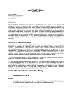 M&amp;A TRENDING TRENDS IN DEBT FINANCING MARCH 2014