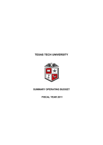 TEXAS TECH UNIVERSITY SUMMARY OPERATING BUDGET FISCAL YEAR 2011
