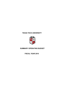 TEXAS TECH UNIVERSITY SUMMARY OPERATING BUDGET FISCAL YEAR 2010