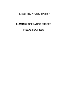 TEXAS TECH UNIVERSITY SUMMARY OPERATING BUDGET FISCAL YEAR 2006