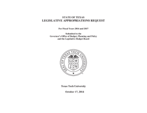 LEGISLATIVE APPROPRIATIONS REQUEST STATE OF TEXAS