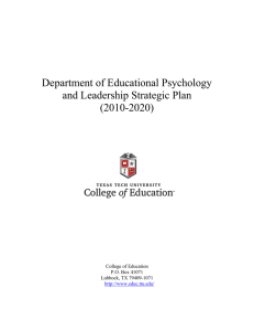 Department of Educational Psychology and Leadership Strategic Plan (2010-2020)