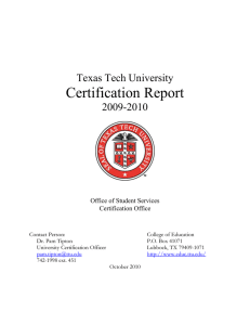 Certification Report  Texas Tech University 2009-2010
