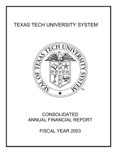 TEXAS TECH UNIVERSITY SYSTEM CONSOLIDATED ANNUAL FINANCIAL REPORT