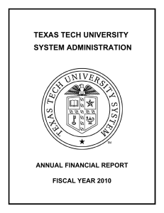 TEXAS TECH UNIVERSITY SYSTEM ADMINISTRATION ANNUAL FINANCIAL REPORT