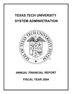 TEXAS TECH UNIVERSITY SYSTEM ADMINISTRATION ANNUAL FINANCIAL REPORT