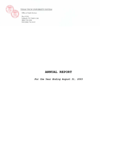 ANNUAL REPORT For the Year Ending August 31, 2003